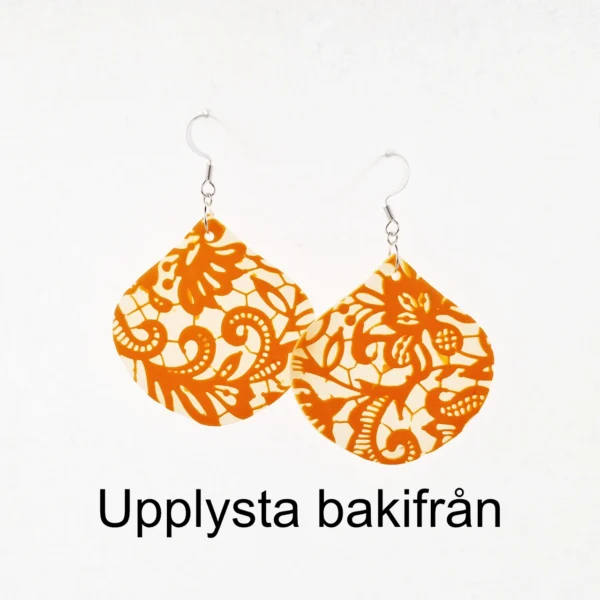 Örhänge Spetsmönster Orange 4,5x4,5 cm