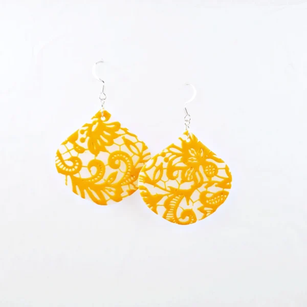 Örhänge Spetsmönster Orange 4,5x4,5 cm